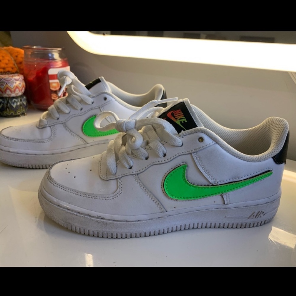 Nike White and Neon Green Athletic Shoes